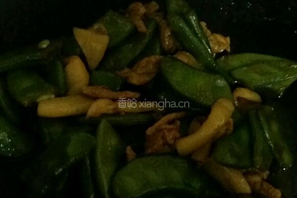 肉炒扁豆的做法图解2