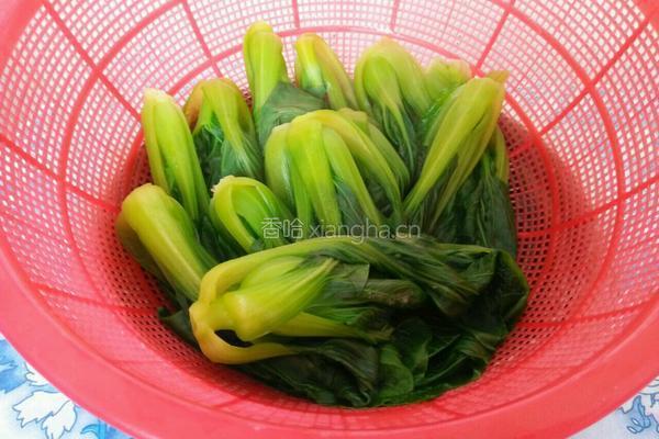 油菜豆腐约会的做法图解2