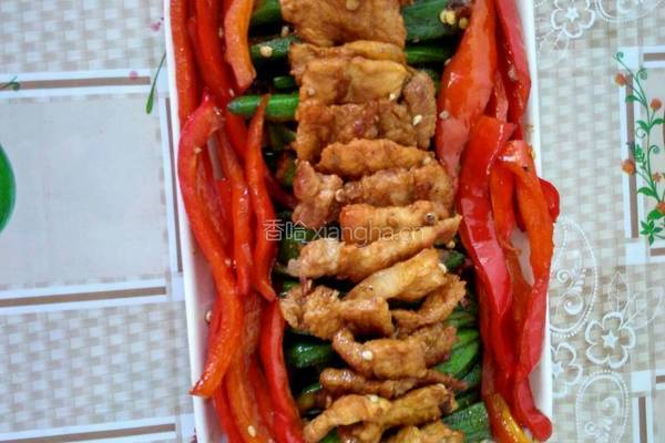五花肉爆秋葵的做法图解4