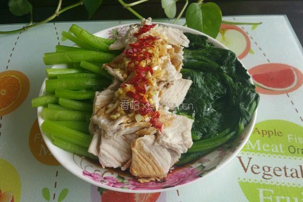 白灼里脊菜心的做法图解4
