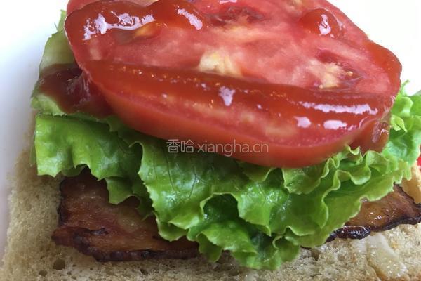 培根生菜番茄三明治的做法图解4