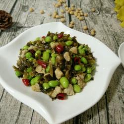 毛豆炒咸菜的做法[图]