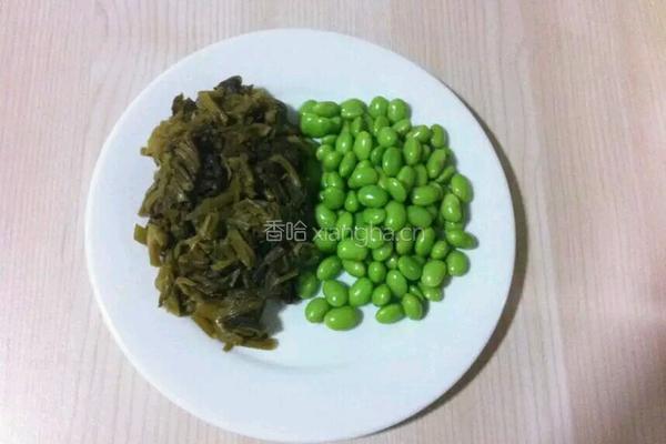 毛豆炒咸菜的做法图解3