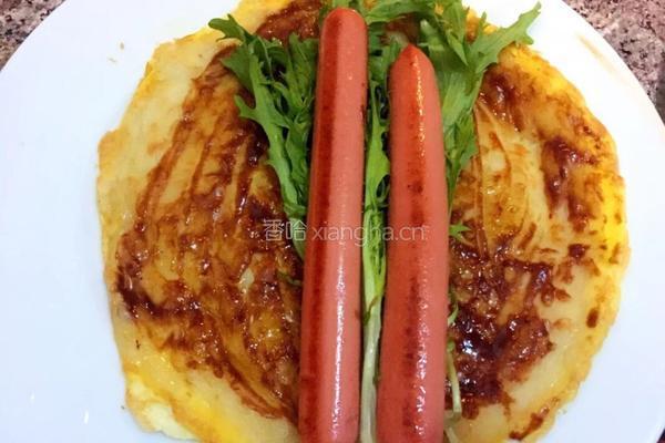 火腿肠鸡蛋卷饼的做法图解7