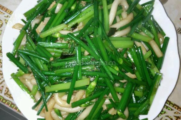 韭菜苔炒粉的做法图解4