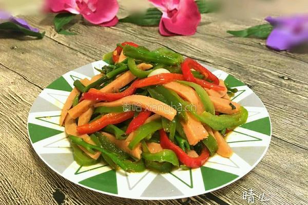 双椒空心菜杆炒火腿的做法图解7