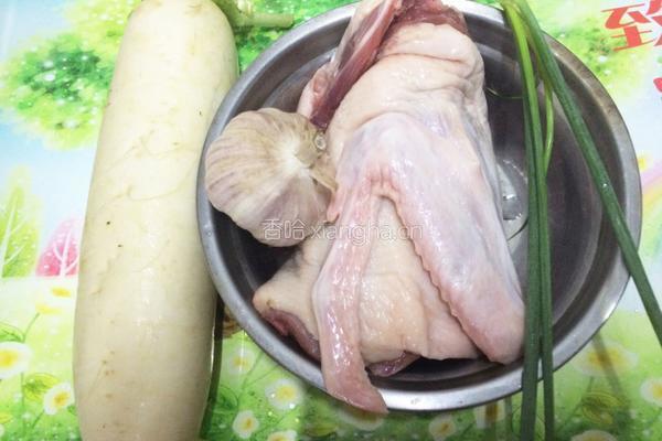 白萝卜焖鸭肉的做法图解1