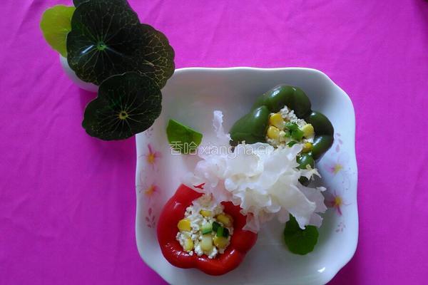 彩椒灌豆腐玉米粒的做法图解5