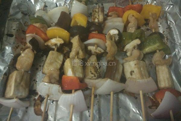 电烤箱版蔬菜鸡肉串的做法图解5