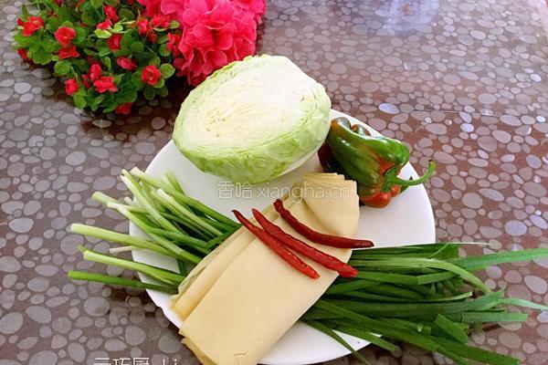 卷心菜辣炒豆腐皮的做法图解1