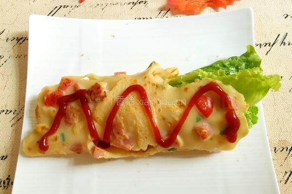 圣女果鸡蛋火腿肠生菜卷饼