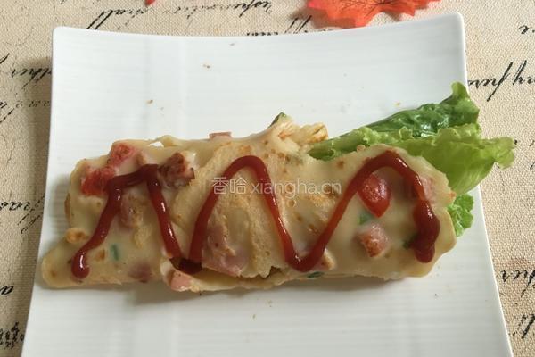 圣女果鸡蛋火腿肠生菜卷饼的做法图解12