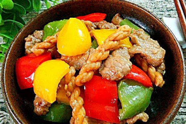 彩椒麻花肉片的做法图解8