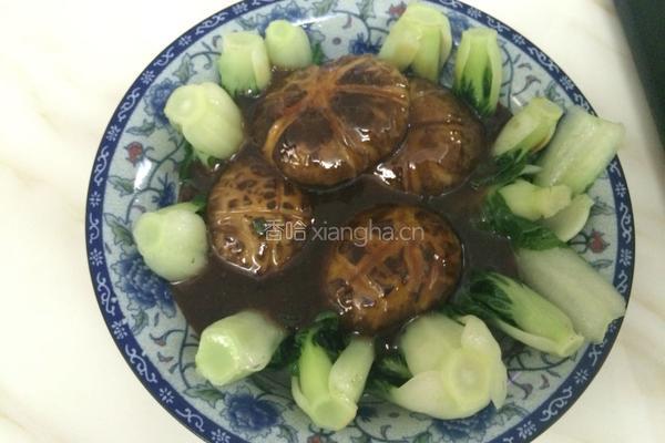 ，碧绿菜胆扒花菇。的做法图解7