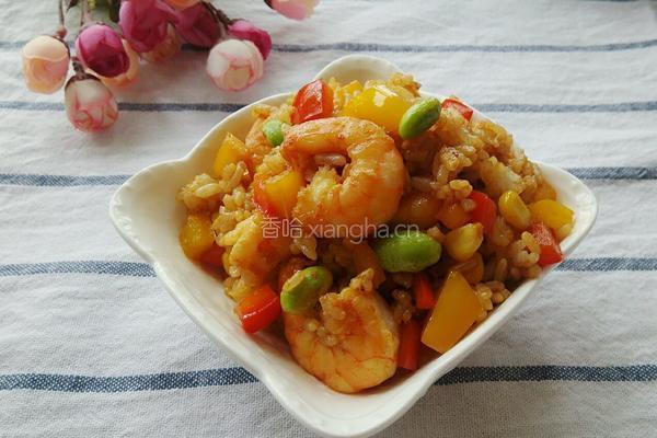 虾仁彩椒炒饭的做法图解8