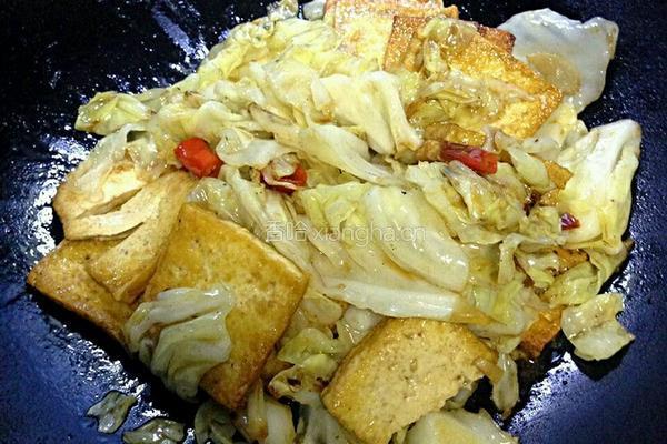 香辣卷心菜烧豆腐的做法图解4