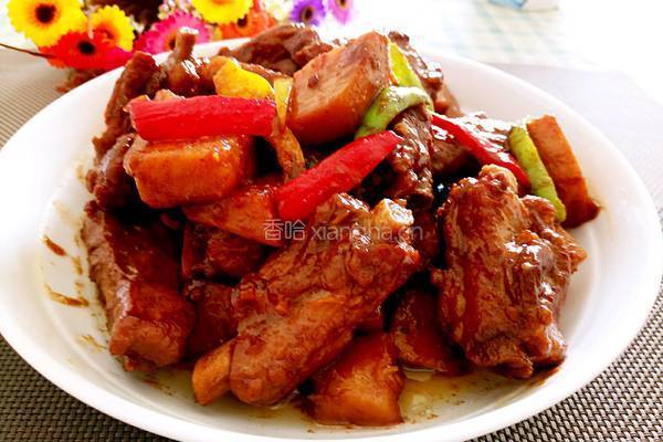 红烧排骨彩椒芋头的做法图解13