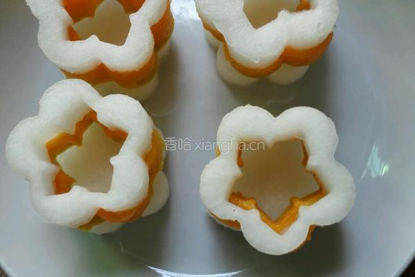 花样白萝卜酿虾球的做法图解11