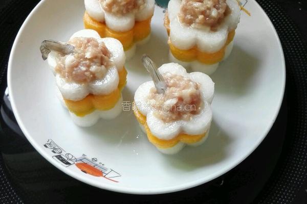 花样白萝卜酿虾球的做法图解14