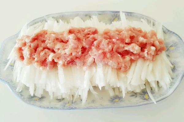 蒸肉末白萝卜丝的做法图解6