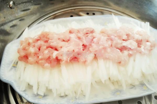 蒸肉末白萝卜丝的做法图解7