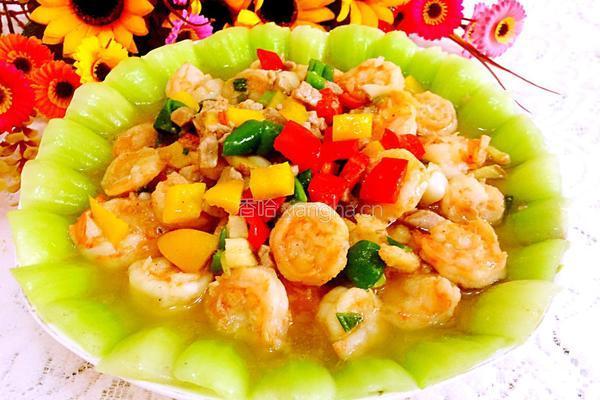 彩椒炒虾仁油菜的做法图解12