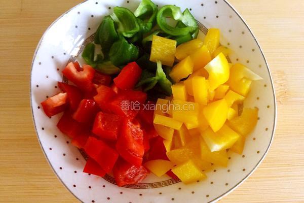 彩椒炒虾仁油菜的做法图解1
