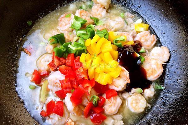 彩椒炒虾仁油菜的做法图解10