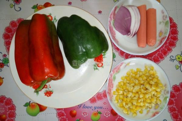 彩椒火腿炒玉米的做法图解1