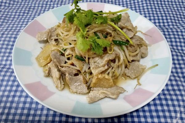 绿豆芽炒肉片（猪油膏版)的做法图解9