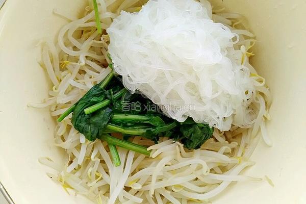 凉拌绿豆芽菠菜粉丝的做法图解6
