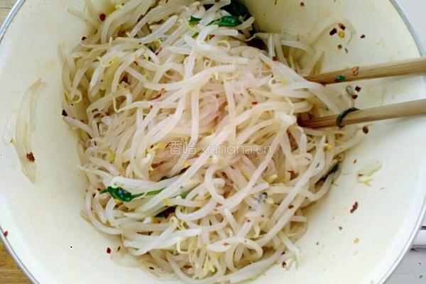 凉拌绿豆芽菠菜粉丝的做法图解8
