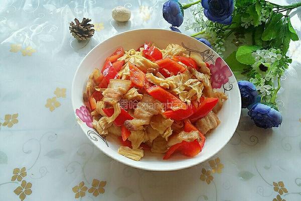 腐竹彩椒炒肉的做法图解9