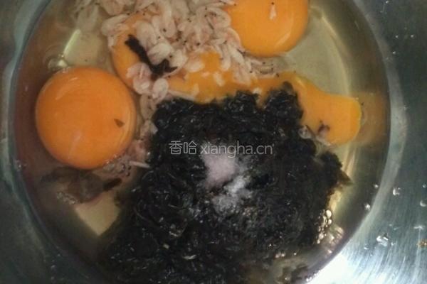 紫菜虾皮鸡蛋饼的做法图解2