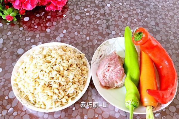豆芽炒肉末的做法图解1