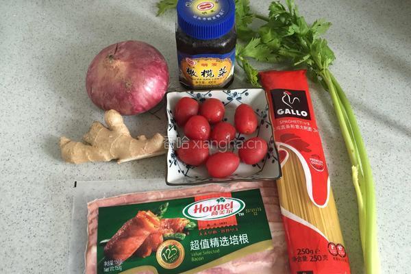 橄榄菜培根意大利面的做法图解1