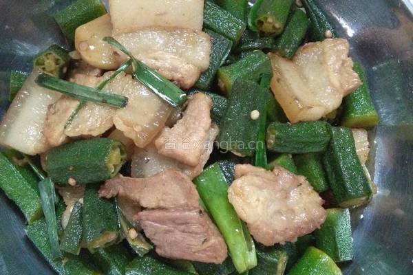 猪肉炒秋葵的做法图解10