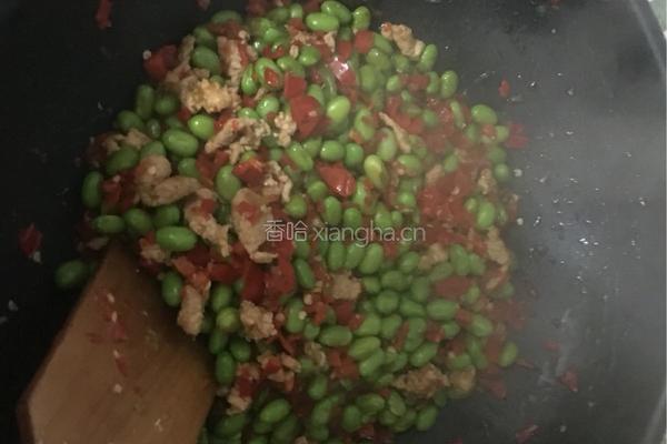 红椒炒毛豆肉末的做法图解10