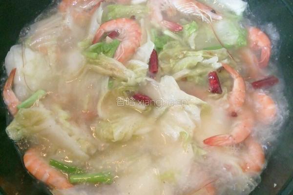 大白菜煮虾的做法图解4