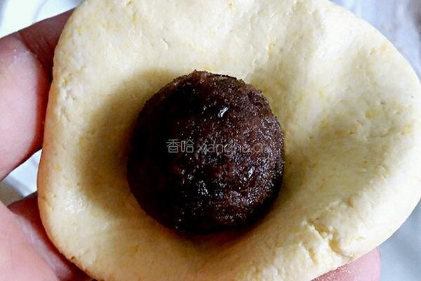 南瓜糯米芝麻饼的做法图解7