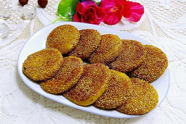 南瓜糯米芝麻饼的做法图解11