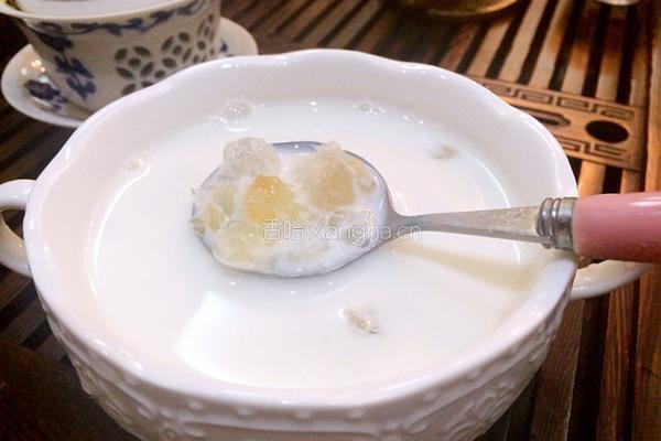 桃胶雪莲子牛奶羹的做法图解6