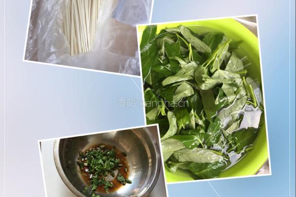 空心菜拌面的做法图解1