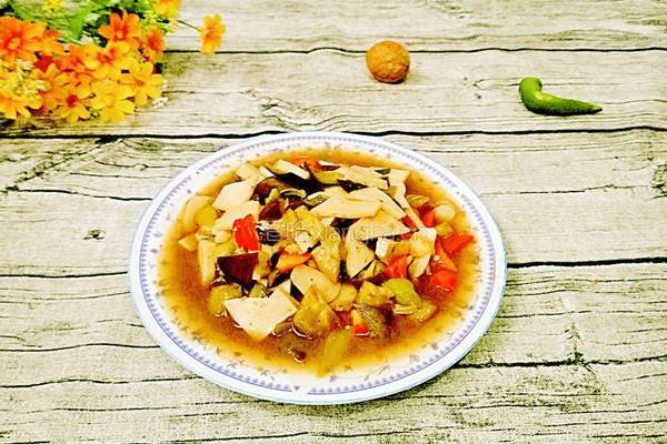 豆腐片炒茄子的做法图解9