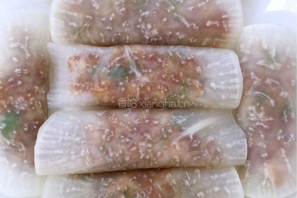 萝卜蒸肉卷的做法图解3