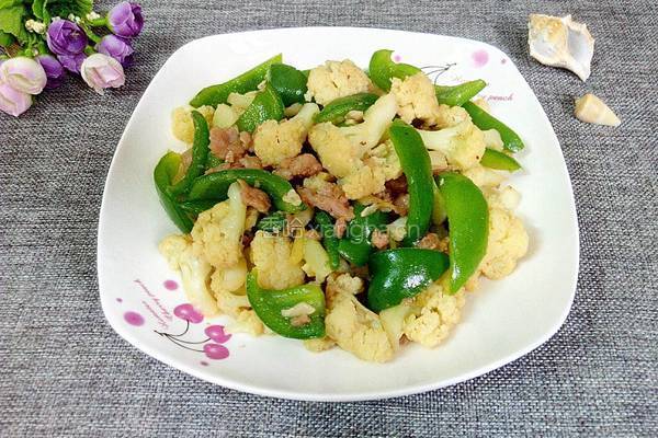 肉沫圆椒炒菜花的做法图解8