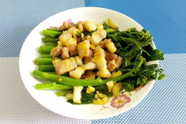 五花肉炒芥兰的做法图解10