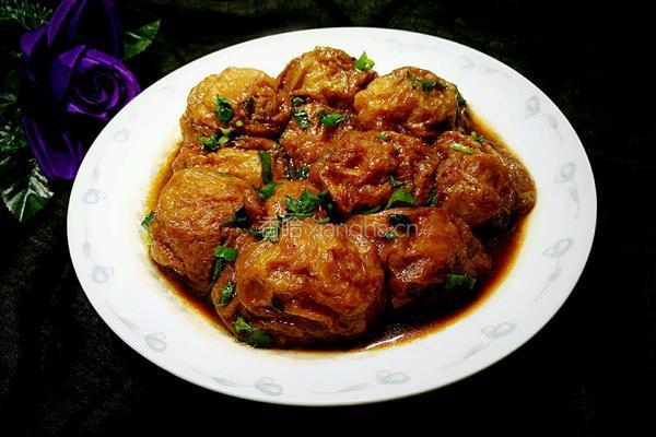 红烧油面筋塞肉