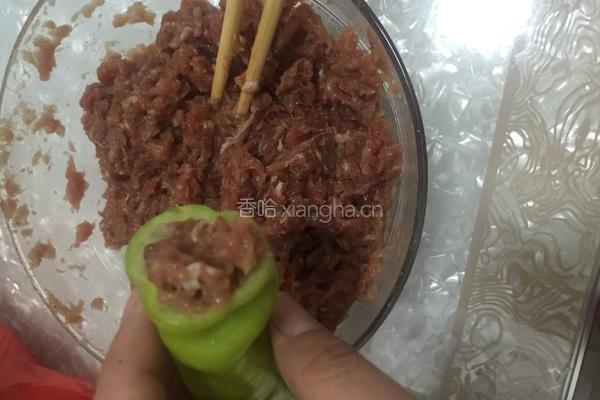 辣椒酿肉的做法图解4