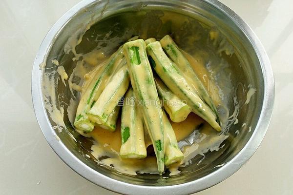 椒盐炸秋葵的做法图解6